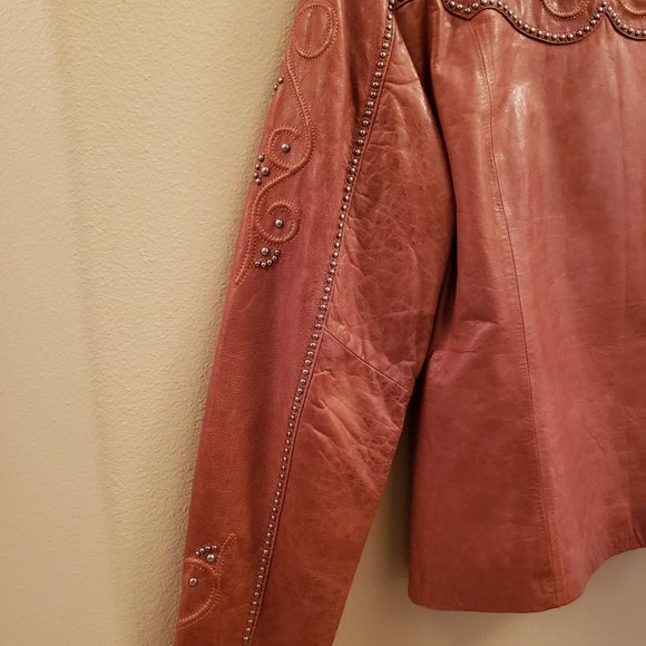 Cripple Creek Women's Medium (M) Vintage Genuine Leather Jacket - Studded/Lined - Picture 6 of 12